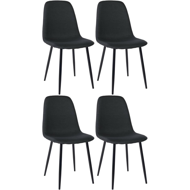 Lote de 4 sillas de Confidente NAIPES, en tela color Negro