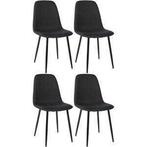 Lote de 4 sillas de Confidente NAIPES, en tela color Negro