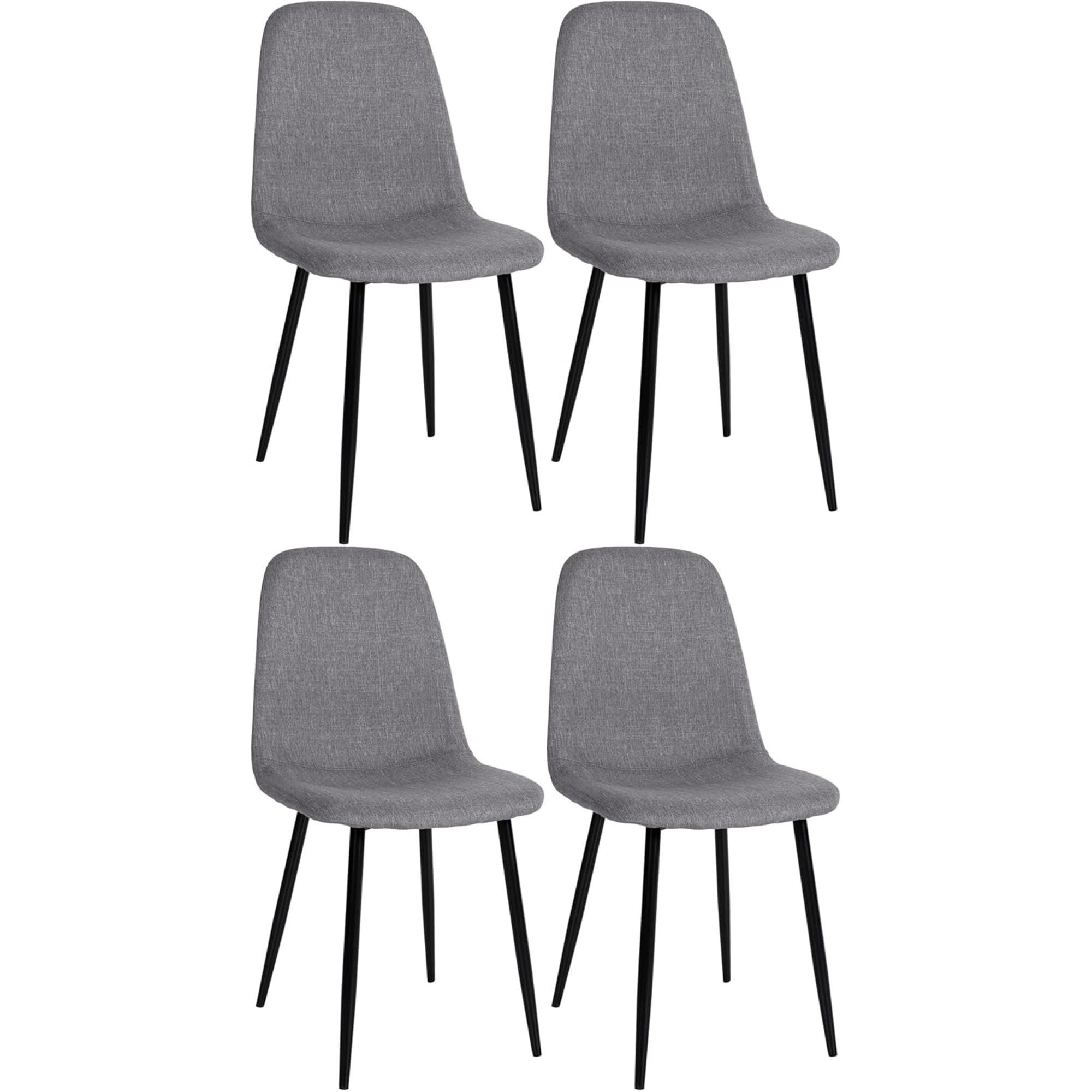 Lote de 4 sillas de Confidente NAIPES, Robusta Estructura Metálica, en Tela color Negro