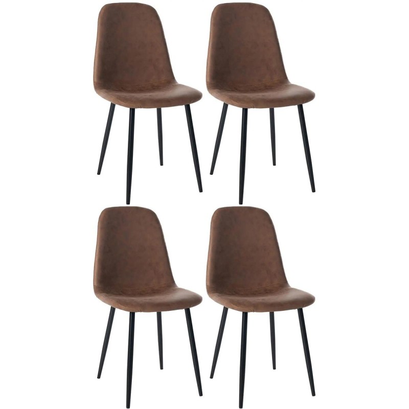 Lote de 4 sillas de Confidente NAIPES, en piel color Negro