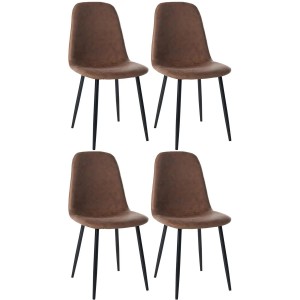 Lote de 4 sillas de Confidente NAIPES, en piel color Negro