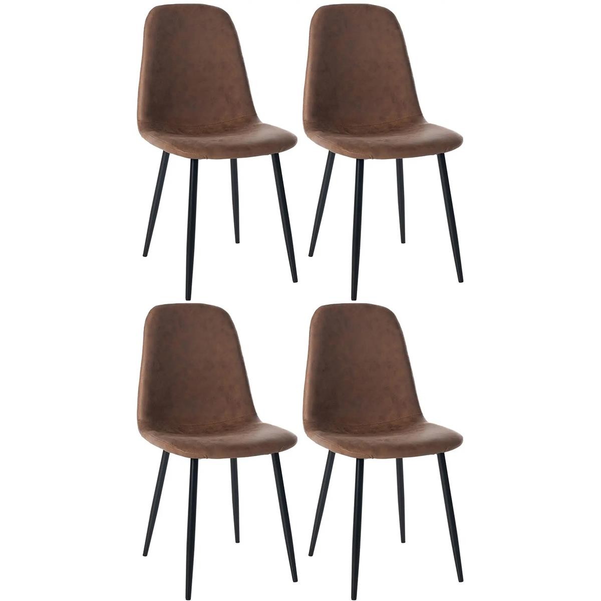 Lote de 4 sillas de Confidente NAIPES, Robusta Estructura Metálica, en Piel color Negro