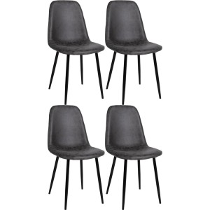 Lote de 4 sillas de Confidente NAIPES, en piel color Negro