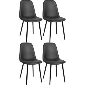 Lote de 4 sillas de Confidente NAIPES, en piel color Negro