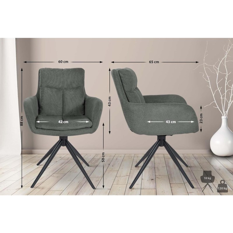 Silla de Confidente GLAM  en Tela color Negro