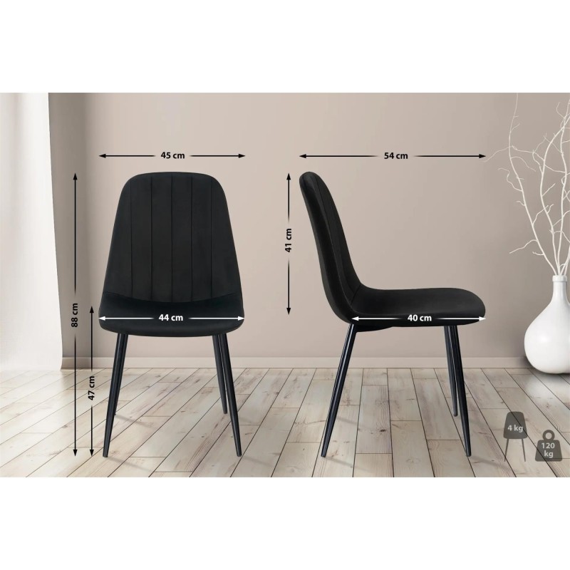Silla de Confidente AMBRA, en terciopelo color negro