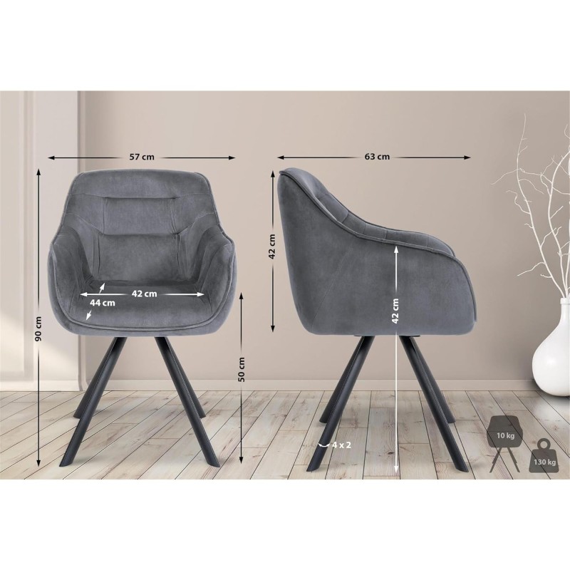 Silla de Confidente CLODIS en Terciopelo color Negro