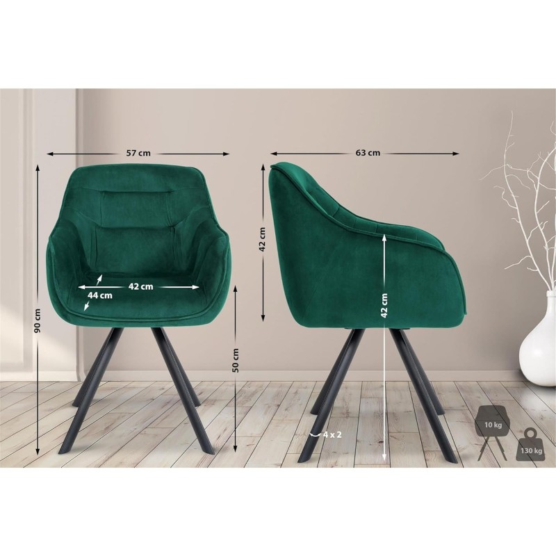 Silla de Confidente CLODIS en Terciopelo color Negro