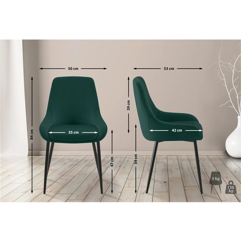 Silla de Confidente ANKARA, gran acolchado, en terciopelo color Negro