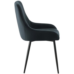 Silla de Confidente ANKARA, gran acolchado, en terciopelo color Negro