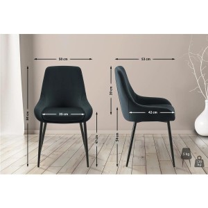 Silla de Confidente ANKARA, gran acolchado, en terciopelo color Negro