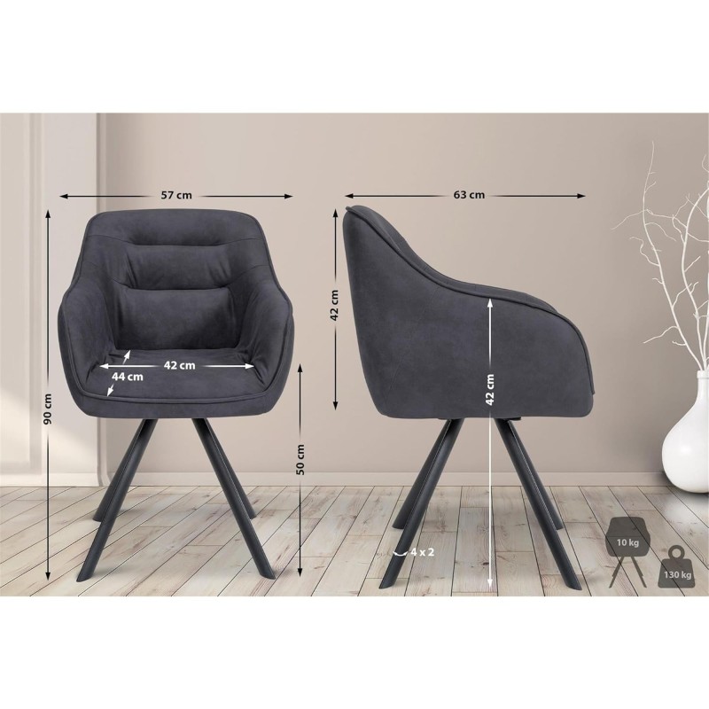 Silla de Confidente CLODIS en Tela color Negro