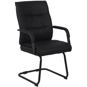 Silla de Confidente HIBERT, estructura metálica negra, en piel gris