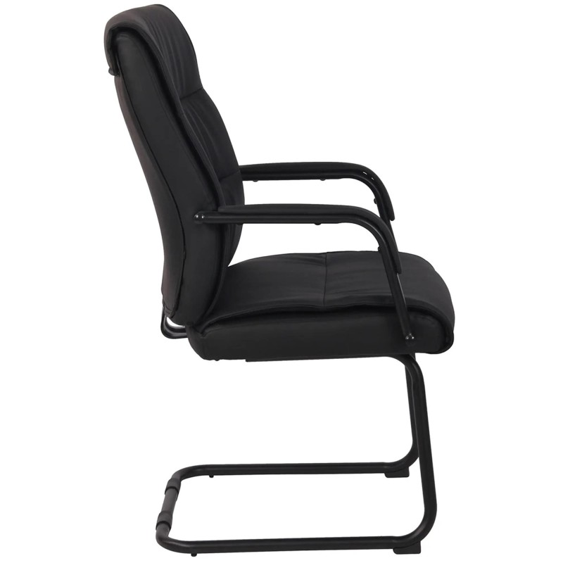 Silla de Confidente HIBERT, estructura metálica negra, en piel gris
