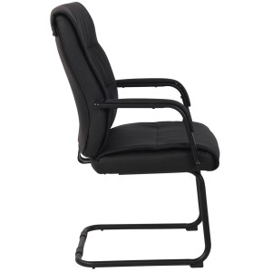 Silla de Confidente HIBERT, estructura metálica negra, en piel gris