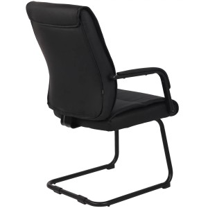 Silla de Confidente HIBERT, estructura metálica negra, en piel gris