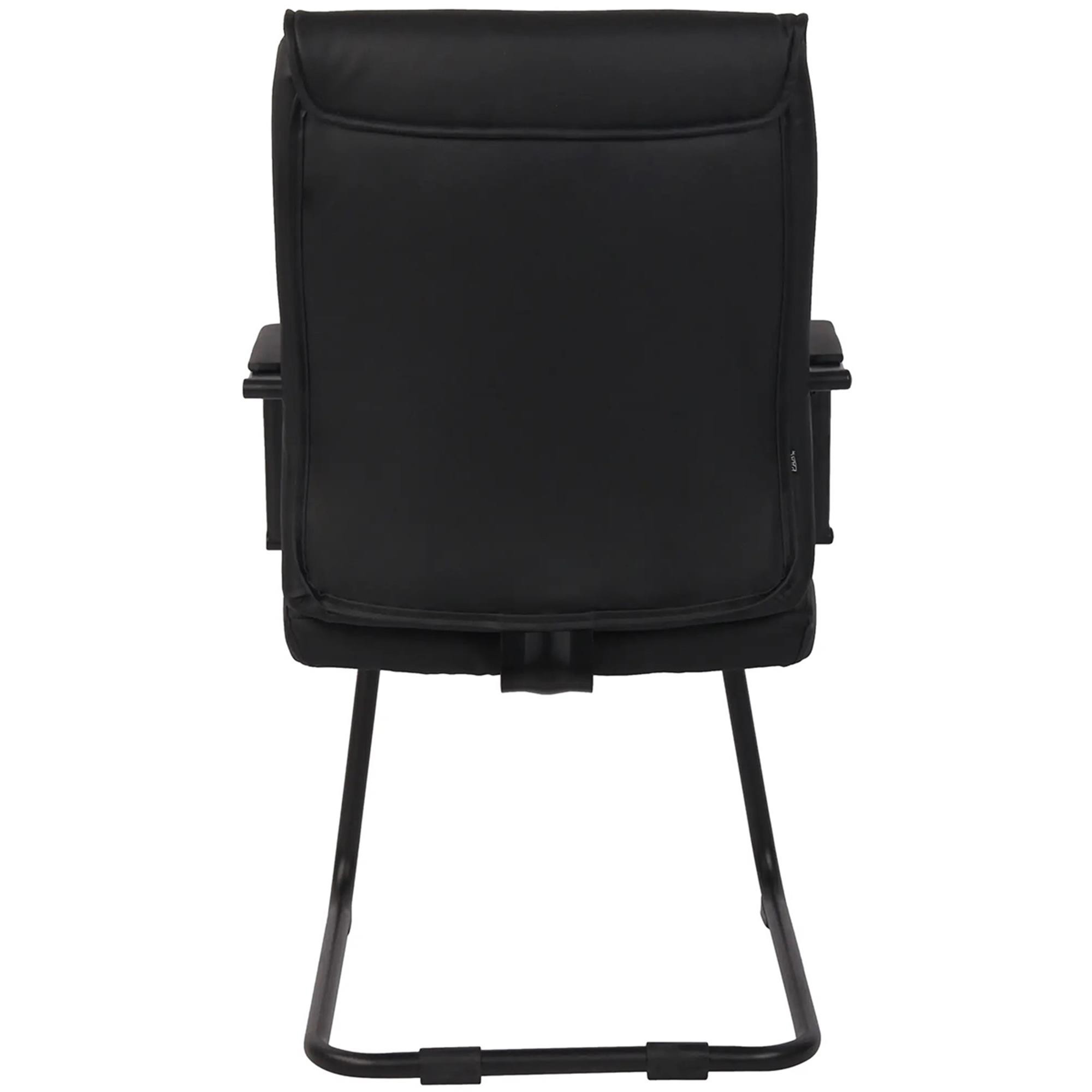 Silla de Confidente HIBERT, Estructura Metálica Negra, Gran Acolchado en Piel color Negro