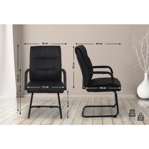 Silla de Confidente HIBERT, estructura metálica negra, en piel gris
