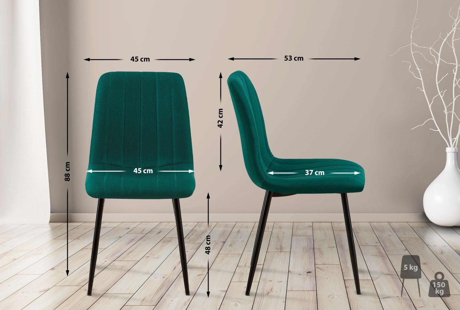 Silla de Confidente DAITONA, Diseño Moderno, Patas Metálicas, en Tela color Negro