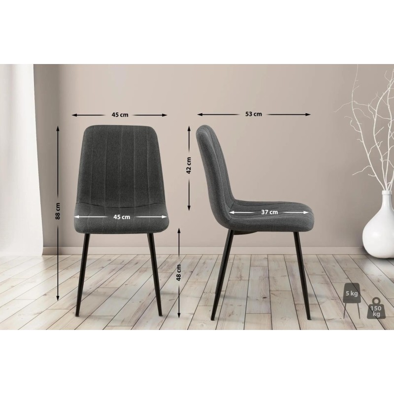 Silla de Confidente DAITONA, Moderna y elegante, en Tela color Negro