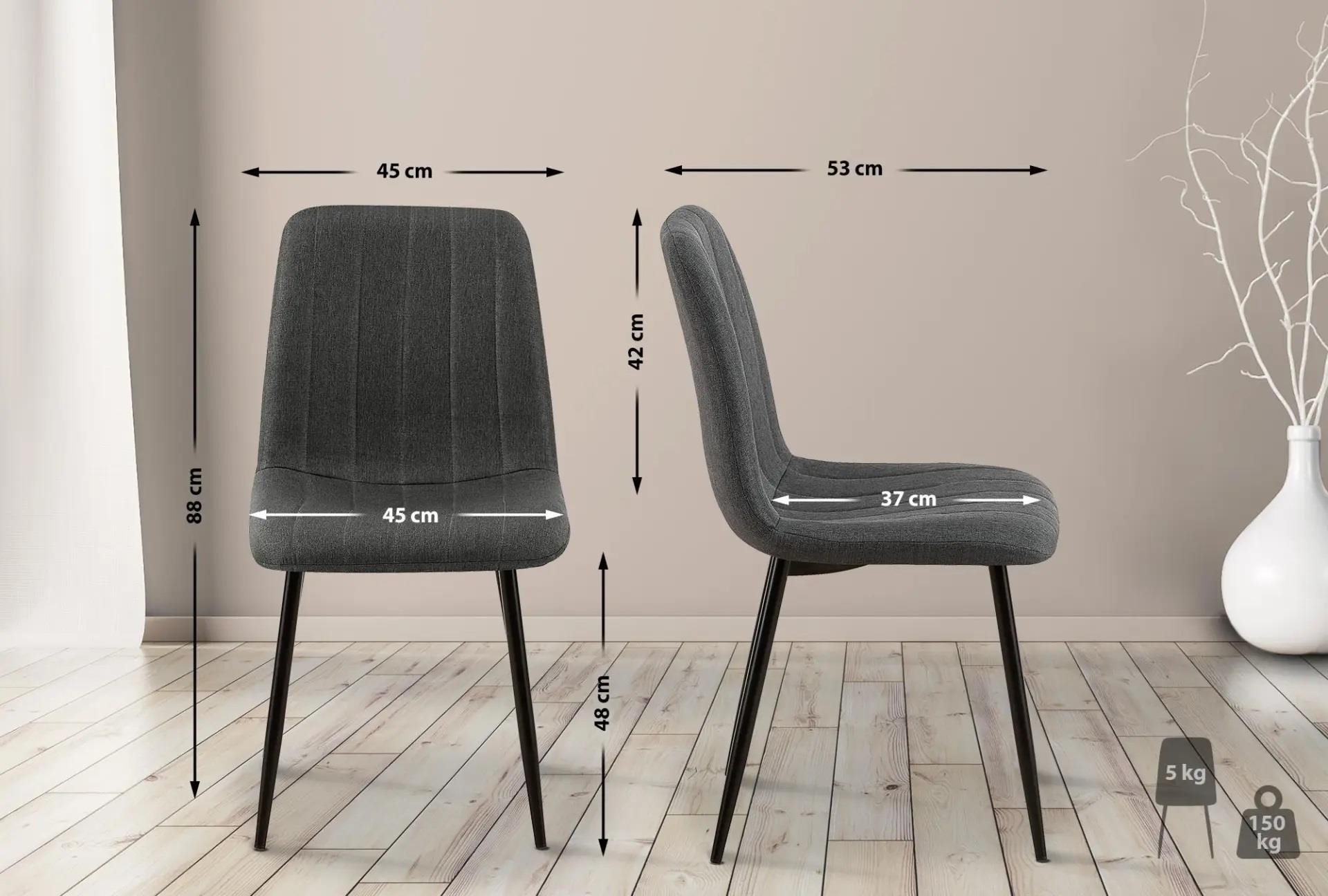 Silla de Confidente DAITONA, Diseño Moderno, Patas Metálicas, en Tela color Negro