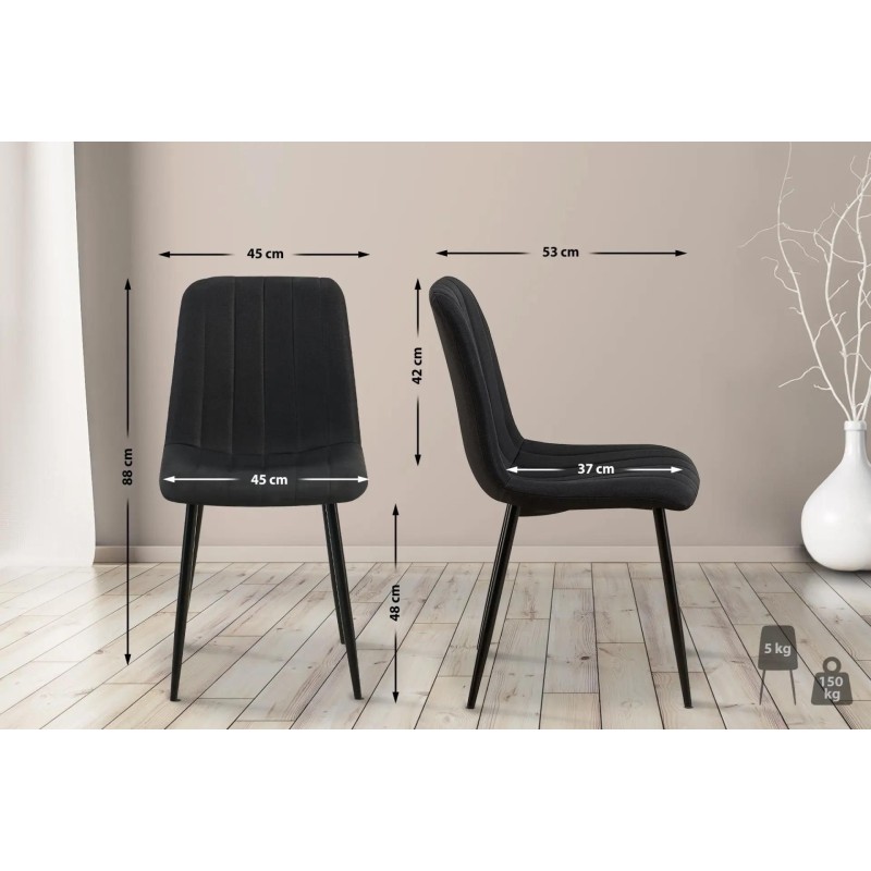 Silla de Confidente DAITONA, Moderna y elegante, en Tela color Negro