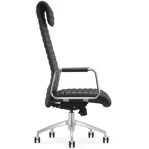Sillón de Oficina ASPERA, Piel Real con Costuras, Negro