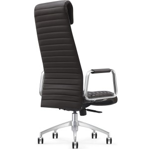 Sillón de Oficina ASPERA, Piel Real con Costuras, Negro