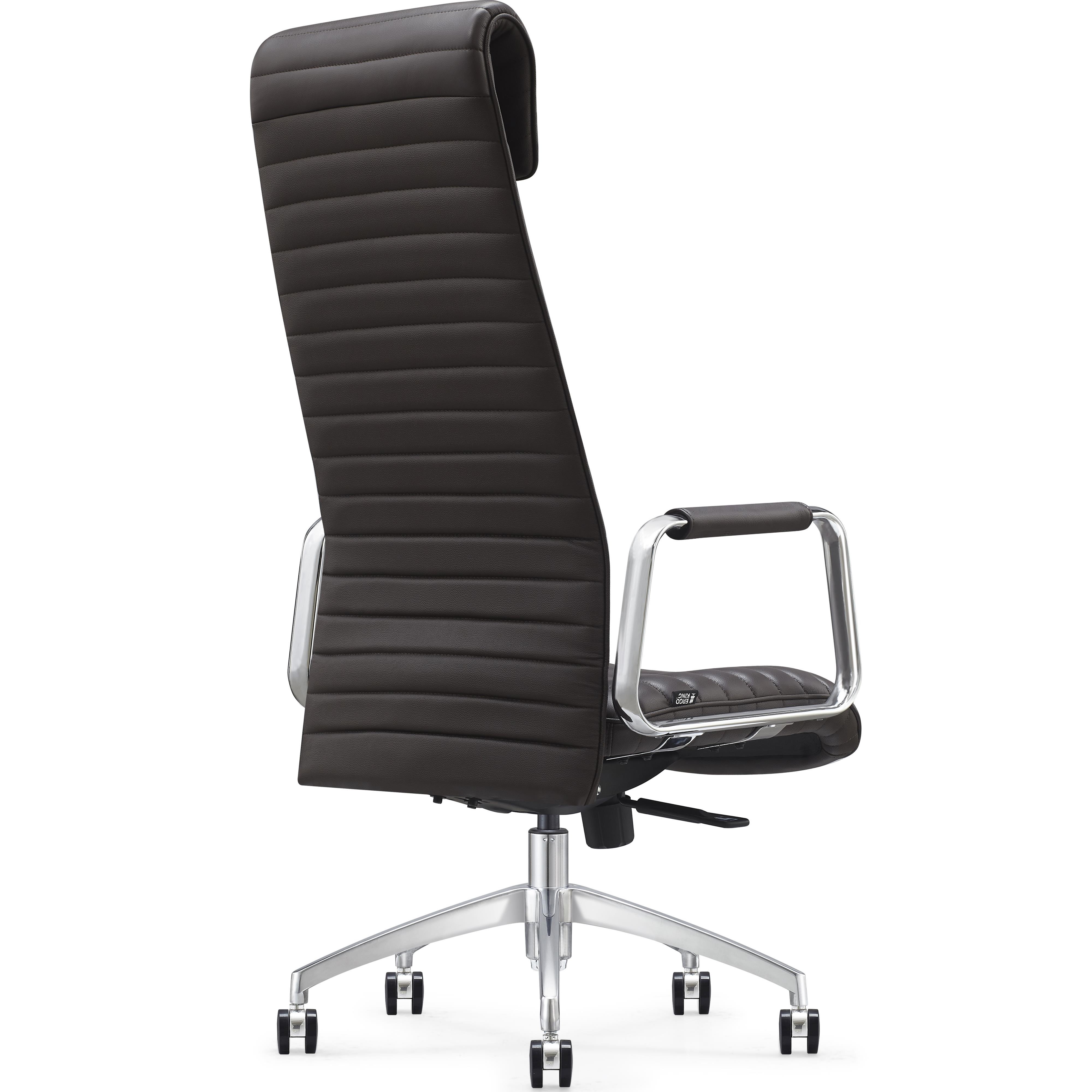 Sillón de Oficina ASPERA, Alto Respaldo con Reposacabezas, Elegante Diseño, Piel Auténtica, Negro