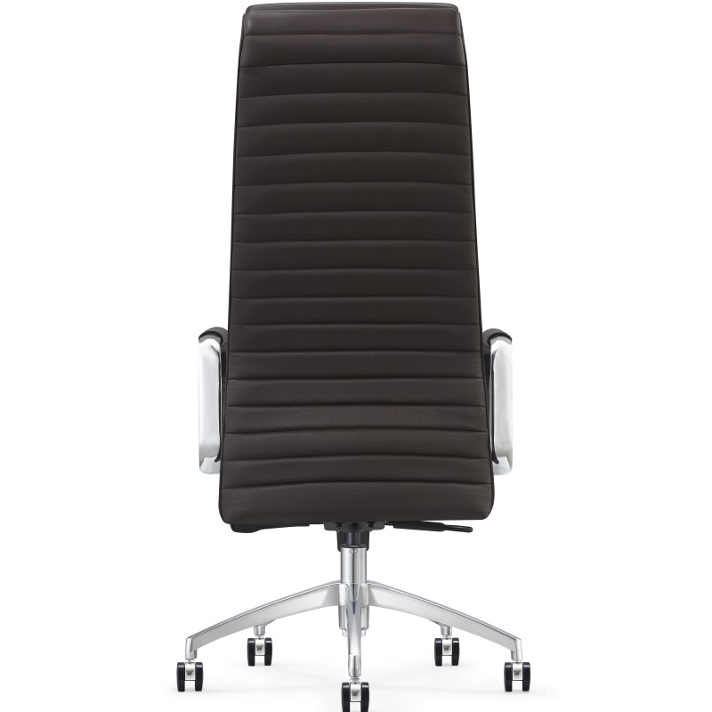 Sillón de Oficina ASPERA, Piel Real con Costuras, Negro
