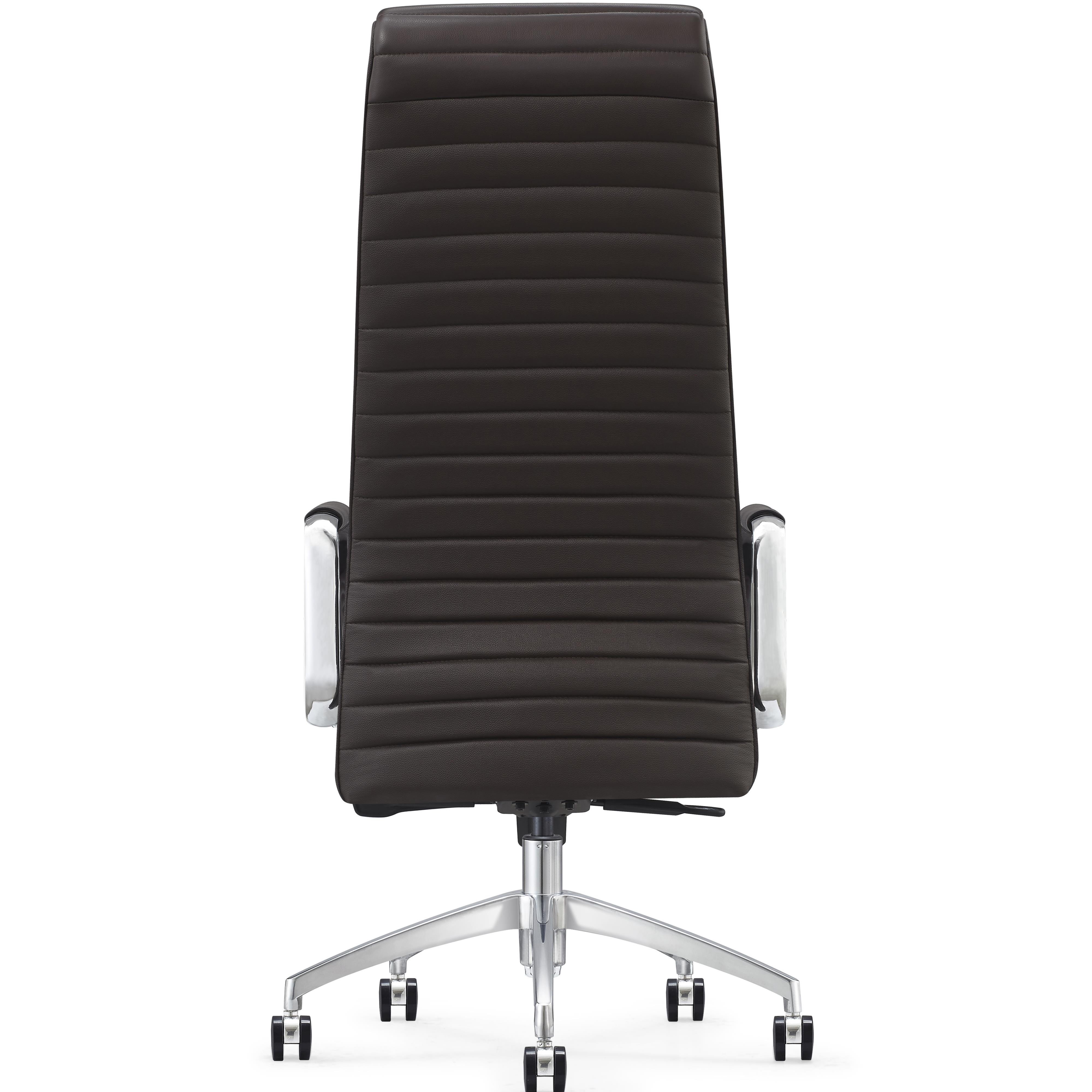 Sillón de Oficina ASPERA, Alto Respaldo con Reposacabezas, Elegante Diseño, Piel Auténtica, Negro