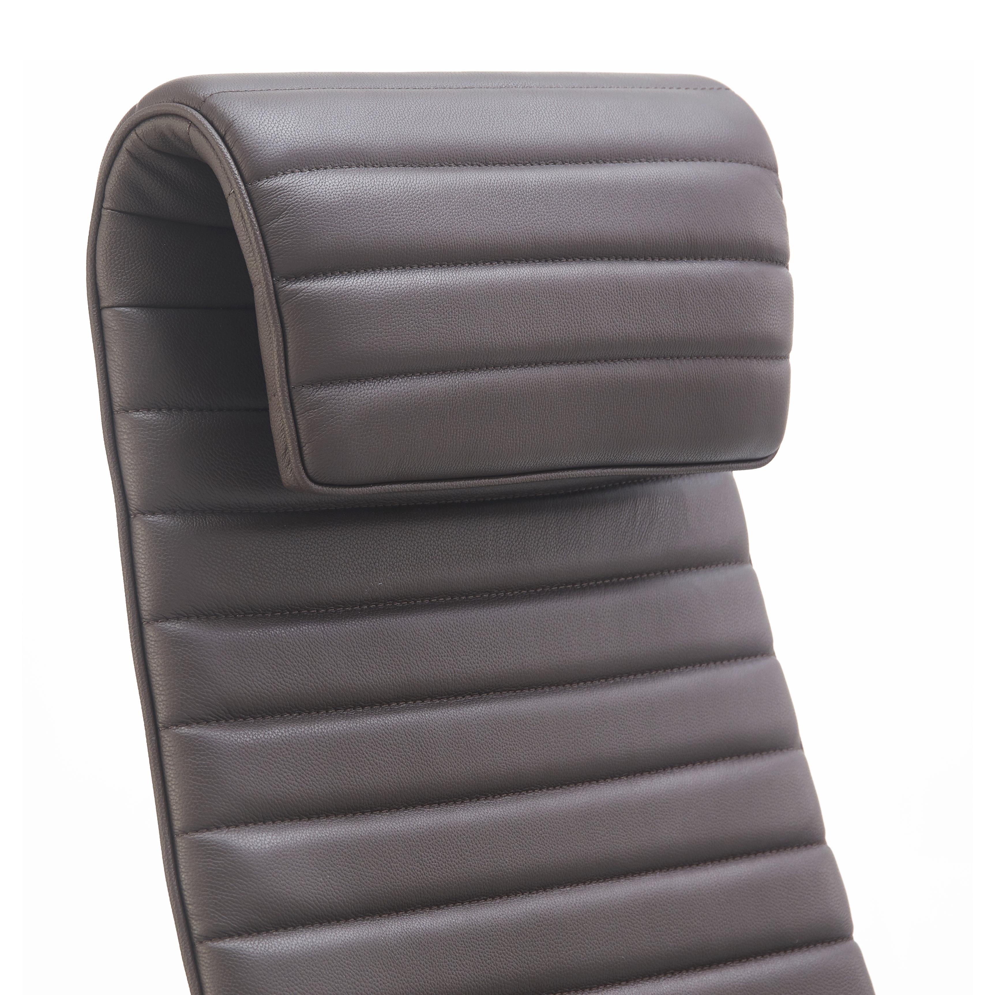 Sillón de Oficina ASPERA, Alto Respaldo con Reposacabezas, Elegante Diseño, Piel Auténtica, Negro