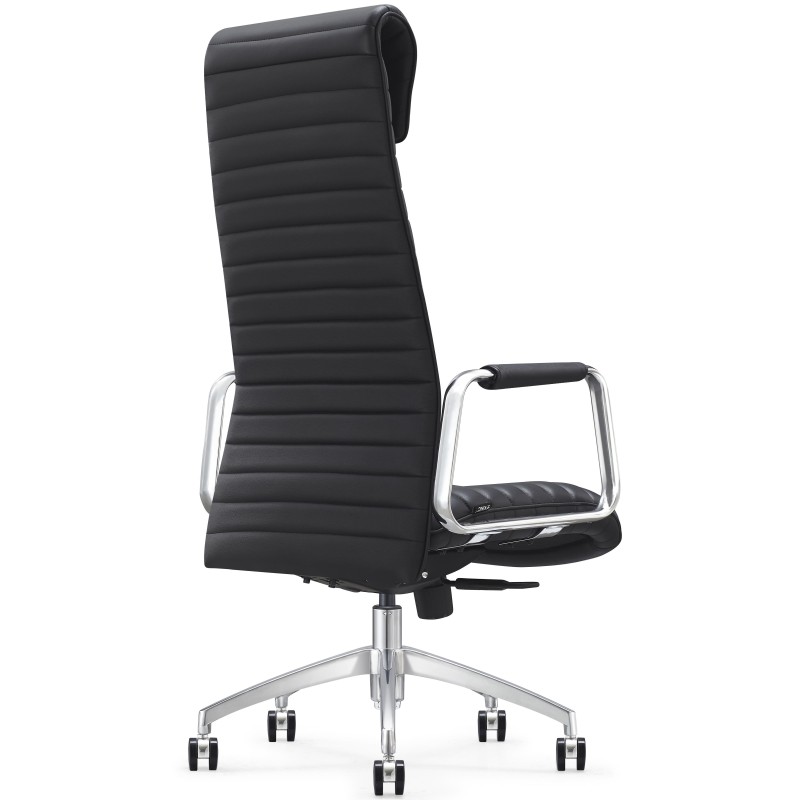 Sillón de Oficina ASPERA, Piel Real con Costuras, Negro
