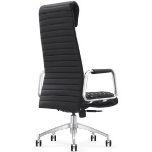 Sillón de Oficina ASPERA, Piel Real con Costuras, Negro