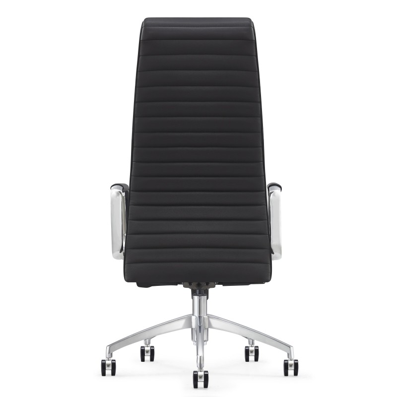 Sillón de Oficina ASPERA, Piel Real con Costuras, Negro