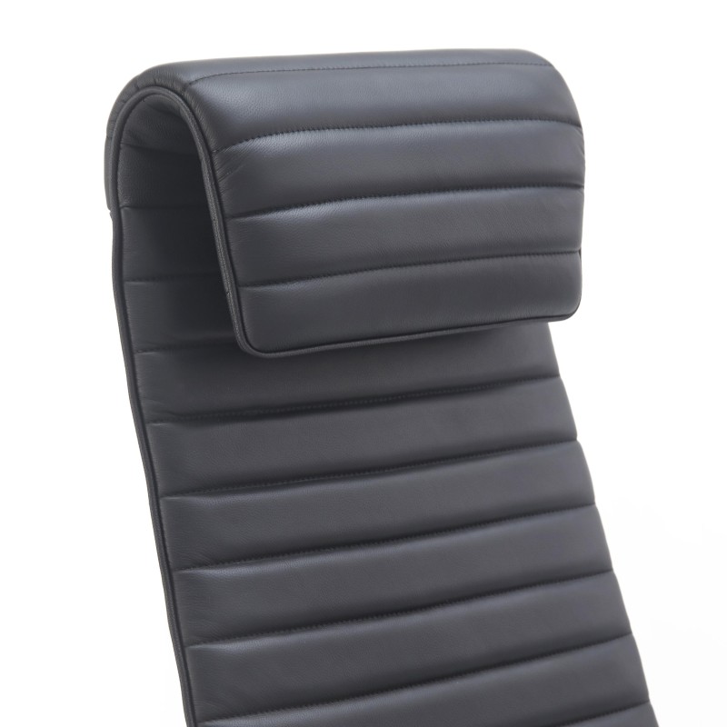 Sillón de Oficina ASPERA, Piel Real con Costuras, Negro