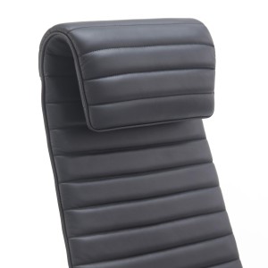 Sillón de Oficina ASPERA, Piel Real con Costuras, Negro