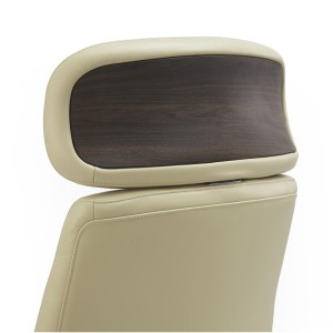 Sillón de Oficina SOPRANO, Inserciones Madera, Piel Natural, Negro