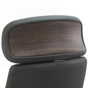 Sillón de Oficina SOPRANO, Inserciones Madera, Piel Natural, Negro
