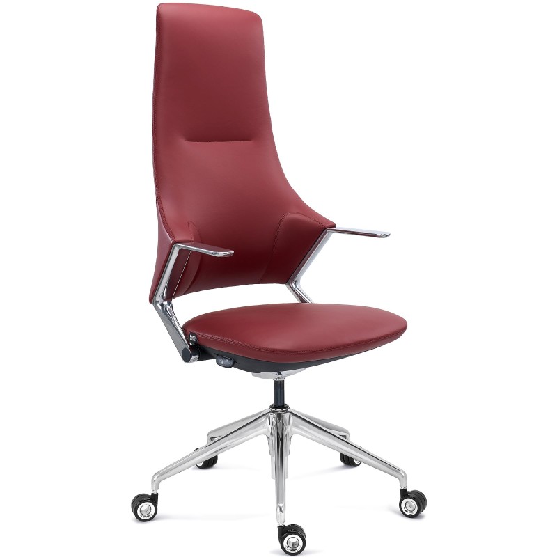 Sillón de Oficina de Diseño BOHÈME, Piel Real y Aluminio, En Negro