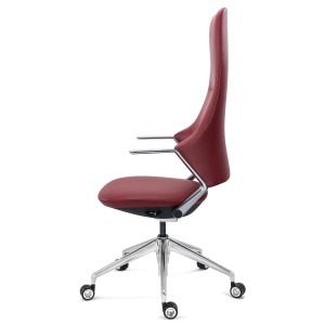 Sillón de Oficina de Diseño BOHÈME, Piel Real y Aluminio, En Negro