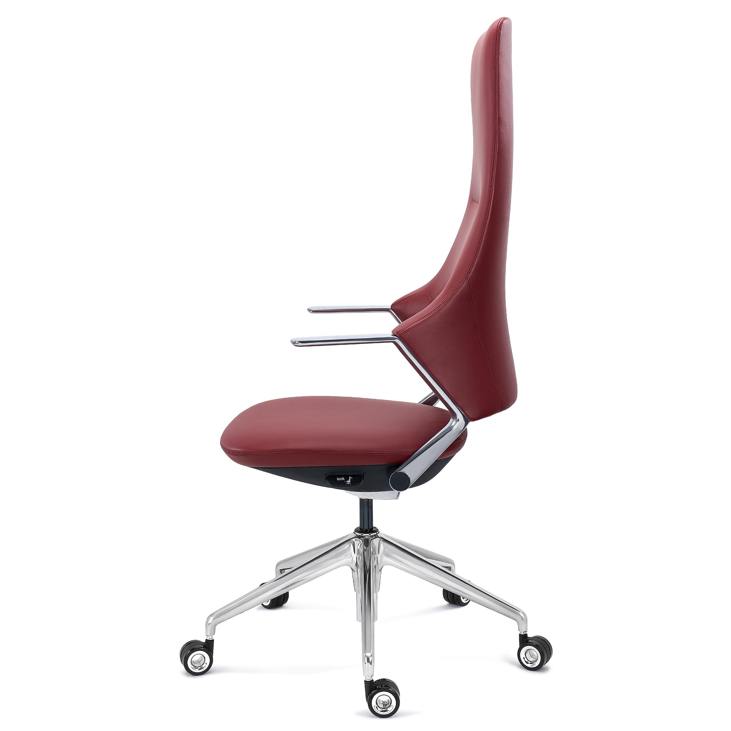 Sillón de Oficina BOHÈME, Diseño 100% Exclusivo, Excelente Calidad, Aluminio y Cuero, Negro