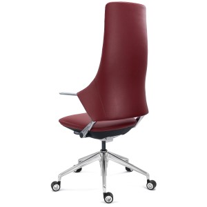 Sillón de Oficina de Diseño BOHÈME, Piel Real y Aluminio, En Negro