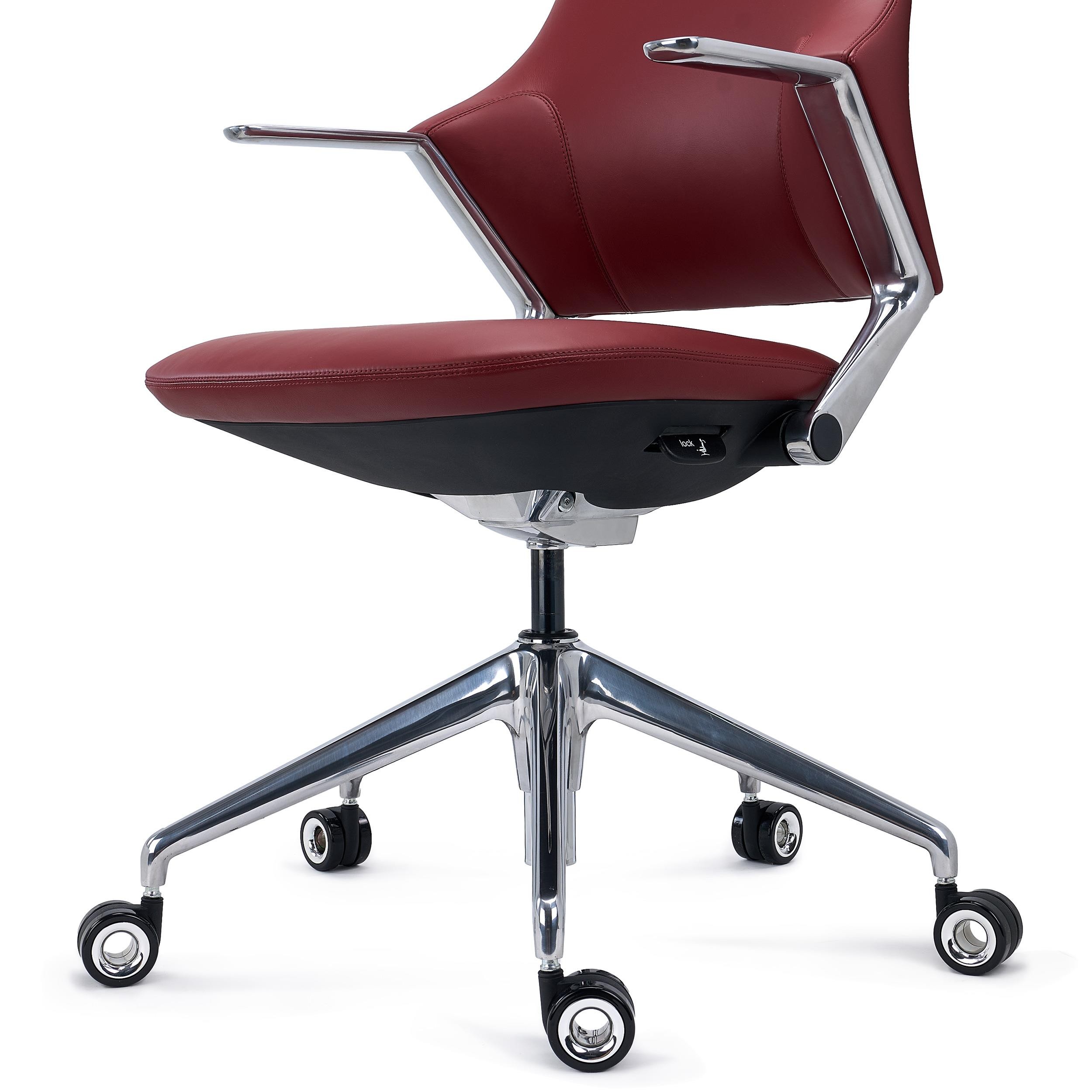 Sillón de Oficina BOHÈME, Diseño 100% Exclusivo, Excelente Calidad, Aluminio y Cuero, Negro