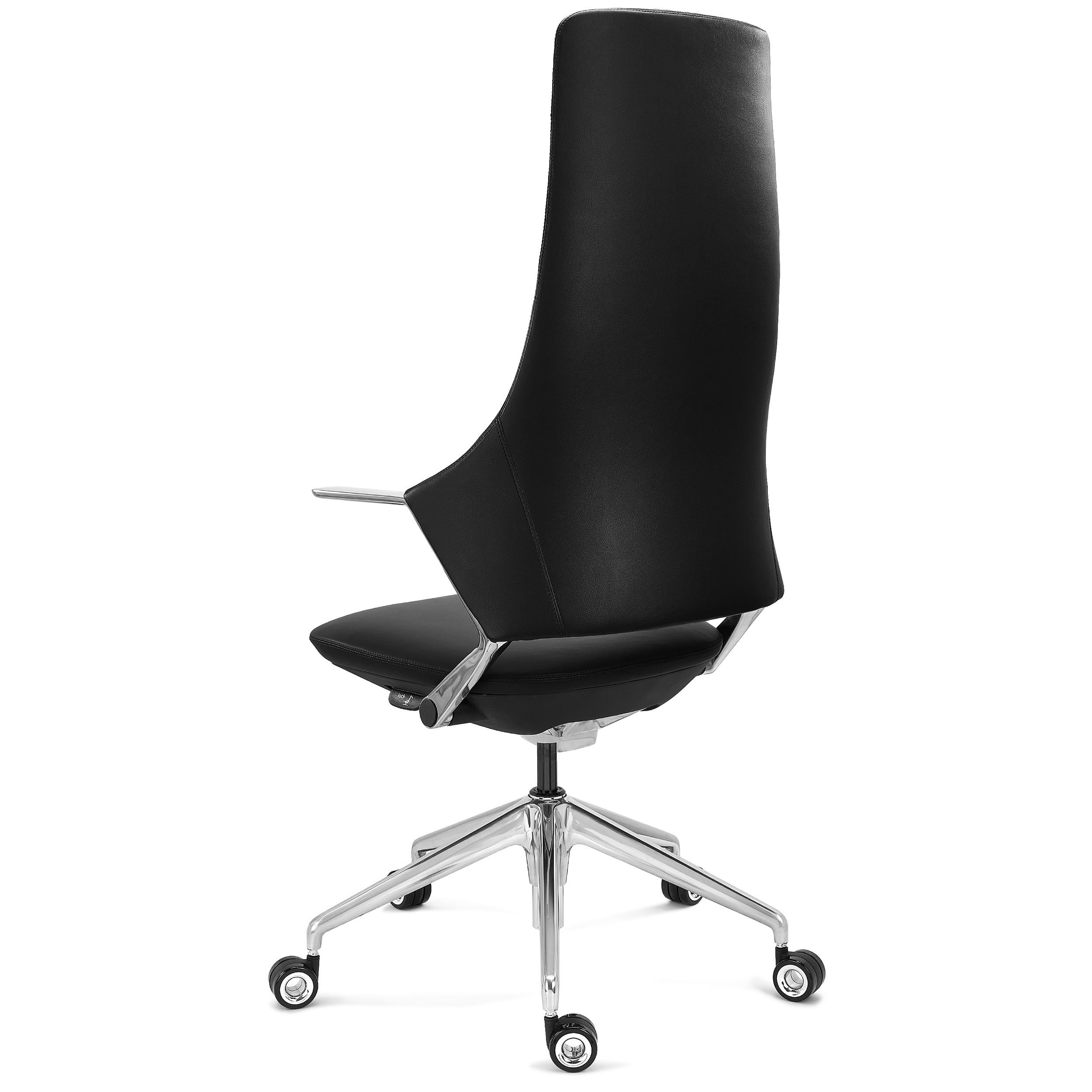 Sillón de Oficina BOHÈME, Diseño 100% Exclusivo, Excelente Calidad, Aluminio y Cuero, Negro