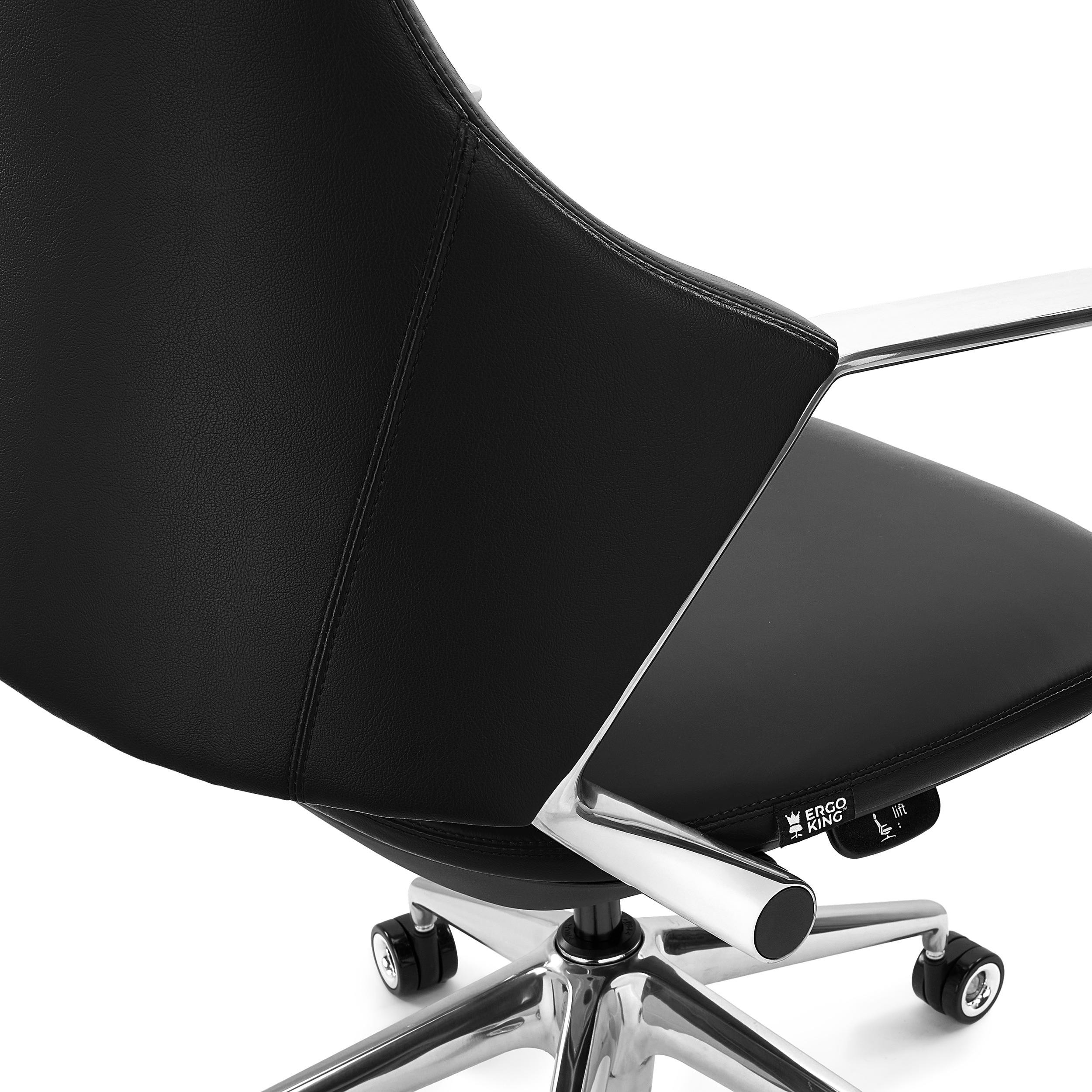 Sillón de Oficina BOHÈME, Diseño 100% Exclusivo, Excelente Calidad, Aluminio y Cuero, Negro