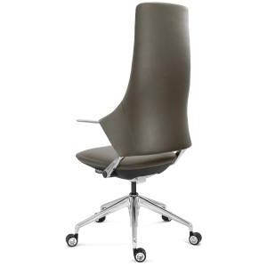 Sillón de Oficina de Diseño BOHÈME, Piel Real y Aluminio, En Negro