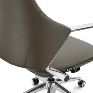 Sillón de Oficina de Diseño BOHÈME, Piel Real y Aluminio, En Negro