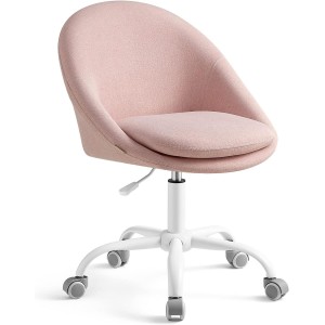 Silla de Oficina ADEL, Base Metálica Blanca, en Terciopelo color Crema