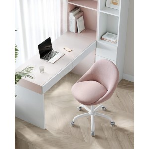 Silla de Oficina ADEL, Base Metálica Blanca, en Terciopelo color Crema